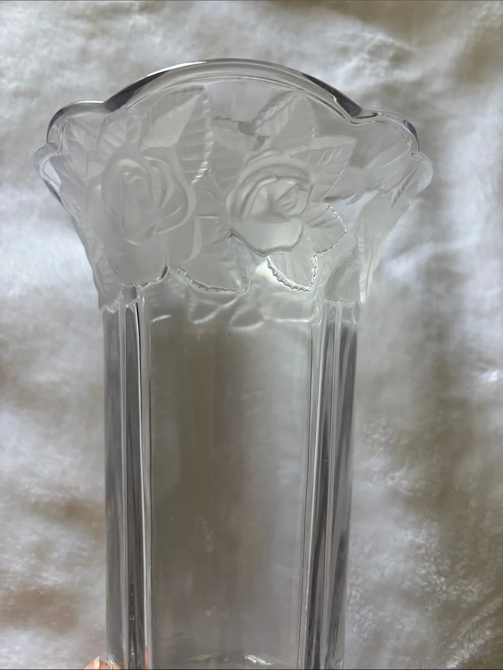 Vintage Crystal Rose-Trim Vase
